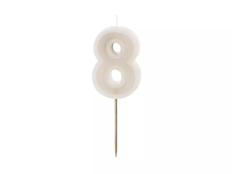 ŚWIECZKA CYFERKA 8 BEŻOWA 6CM
