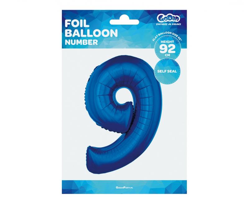 BALON FOLIOWY 85 'CYFRA 9' NIEBIESKI