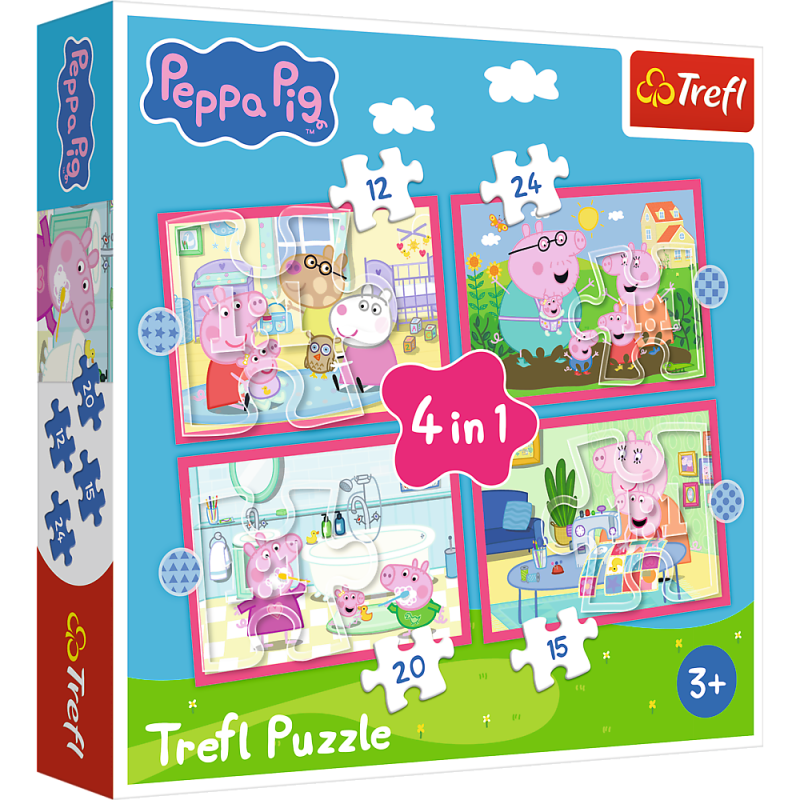 PUZZLE 4W1 TREFL PEPPA UWIELBIA PRZYGODY