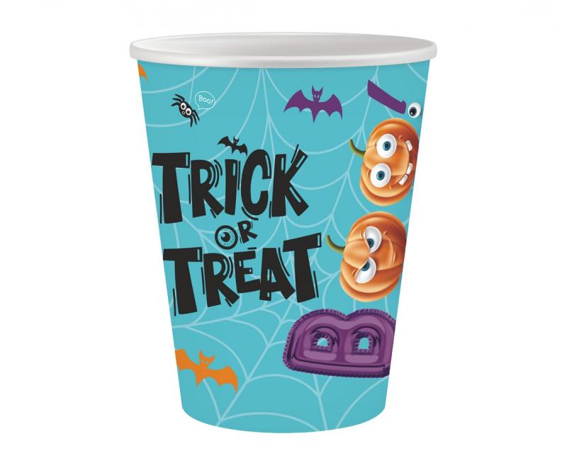KUBECZKI PAPIEROWE BOO 250ML 6SZT HALLOWEEN BANER CERTYFIKAT FSC