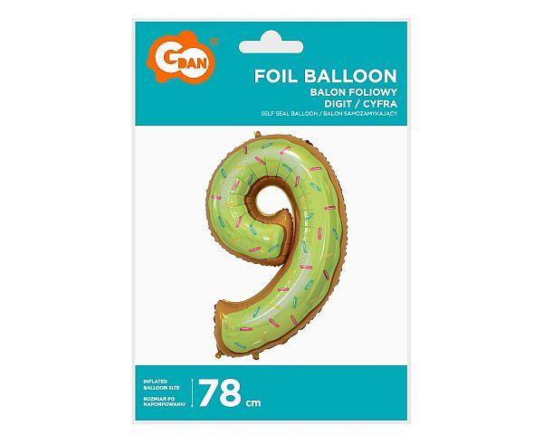 BALON FOLIOWY '9' CIASTECZKO 78CM