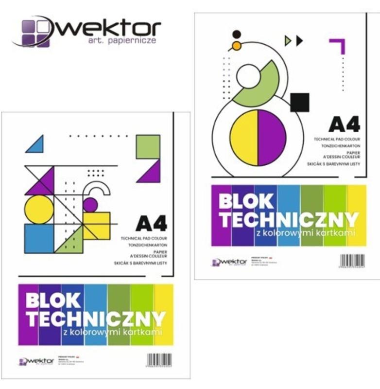 BLOK TECHNICZNY A4 KOLOR WEKTOR 160G 8 KARTEK