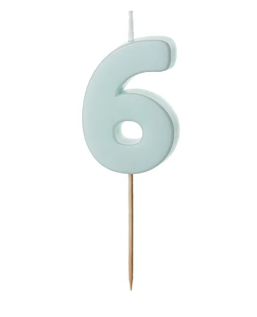 ŚWIECZKA URODZINOWA CYFERKA 6, JASNY NIEBIESKI, 5.5 cm