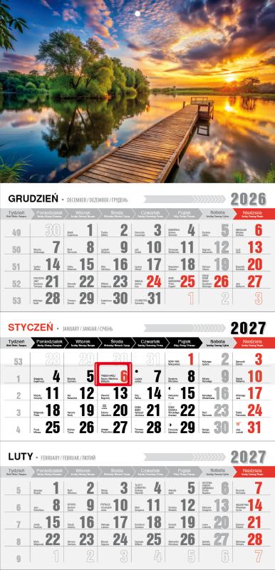 KALENDARZ TRÓJDZIELNY KTE EKONOMICZNY JEDNOPLANSZOWY