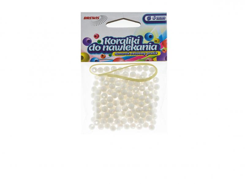 KORALIKI DO NAWLEKANIA 6MM BIAŁE BREWIS