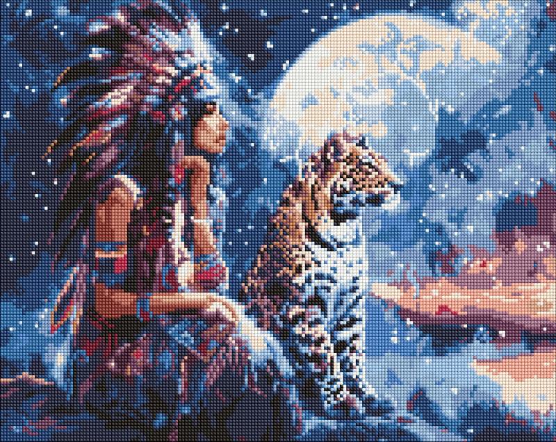 ZESTAW DO MOZAIKI DIAMENTOWEJ DZIEWCZYNA I LAMPART 40X50CM