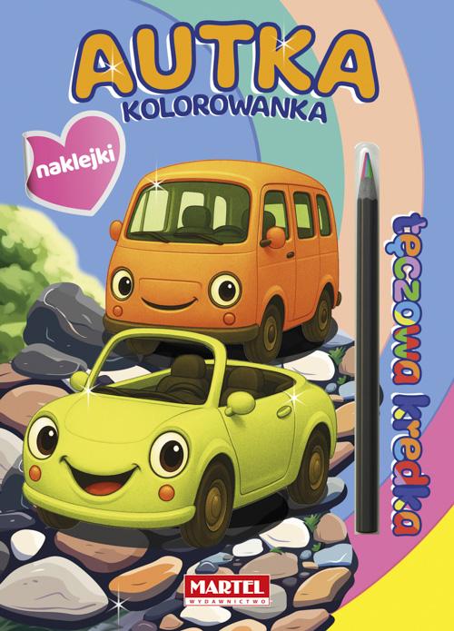 KSIĄŻECZKA TĘCZOWA KREDKA.AUTKA Z NAKLEJKAMI
