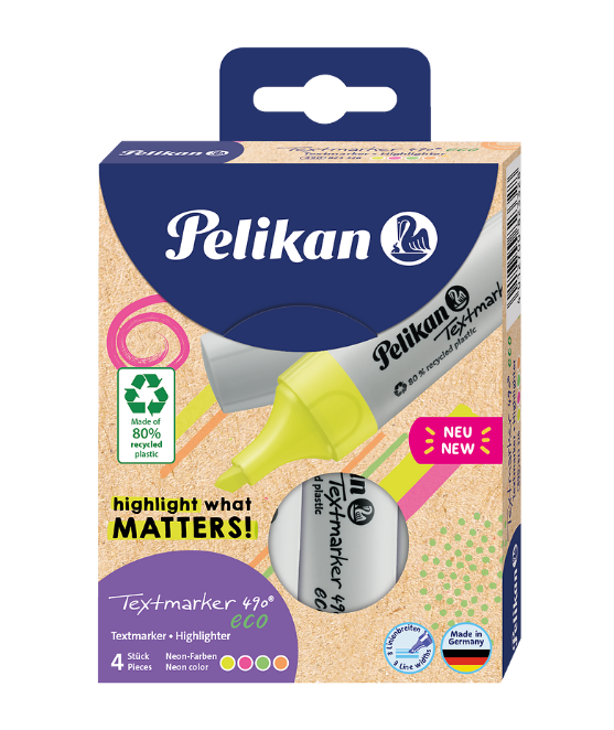 ZAKREŚLACZ PELIKAN 490 ECO NEON 4 BL