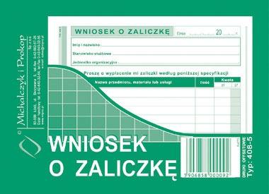 DRUK M WNIOSEK O ZALICZKĘ