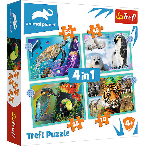 PUZZLE 4W1 TREFL TAJEMNICZY ŚWIAT ZWIERZĄT