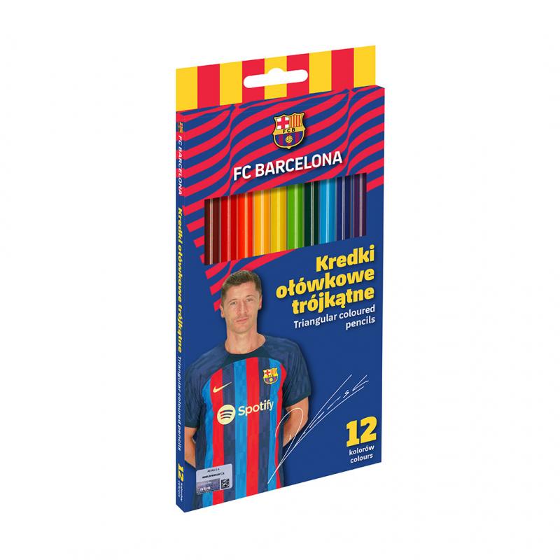 KREDKI OŁÓWKOWE 12 KOL.TRÓJKĄTNE FC BARCELONA