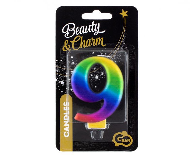 ŚWIECZKA CYFERKA 9 GALAXY B&C 8CM