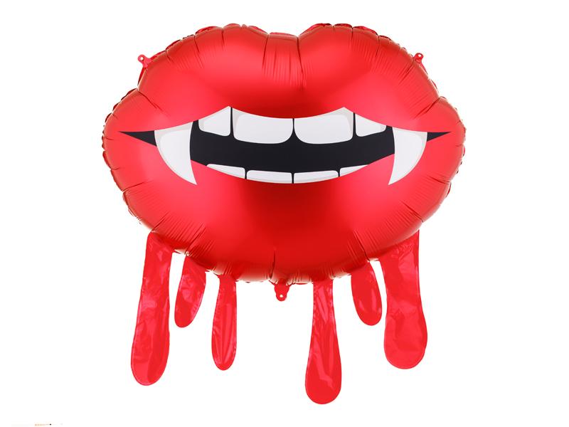 BALON FOLIOWY KRWAWIĄCE USTA 92X60CM CZERWONY