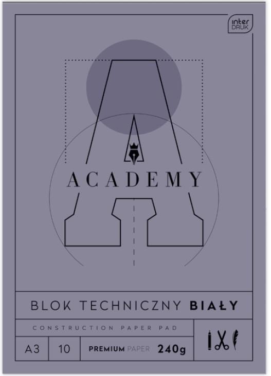 BLOK TECHNICZNY A3/10 BIAŁY 240G ACADEMY INTERDRUK