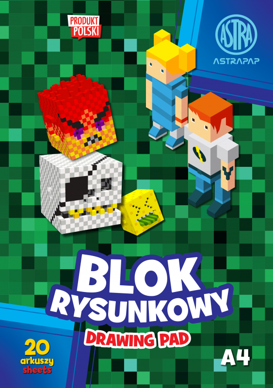 BLOK RYSUNKOWY A4/20 BIAŁY ASTRAPAP 'PIXEL&UNICORN'