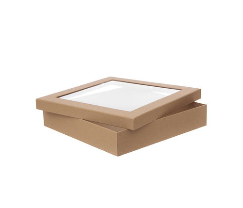 PUDEŁKO TEKTUROWE Z OKNEM 33,5X33,5X6,5CM KRAFT
