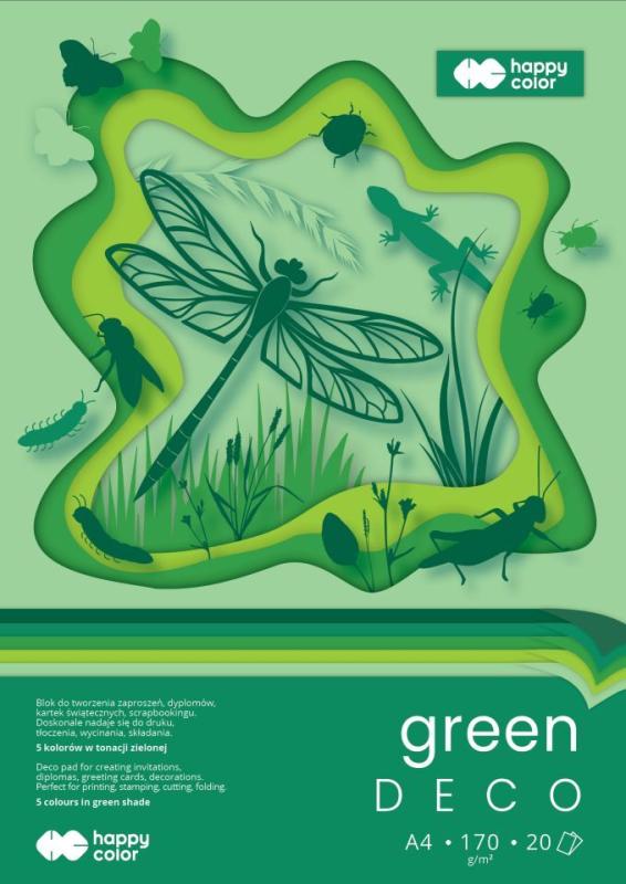 BLOK HOBBY DECO A4/20 GREEN 170G/M2 5 KOLORÓW HAPPY COLOR