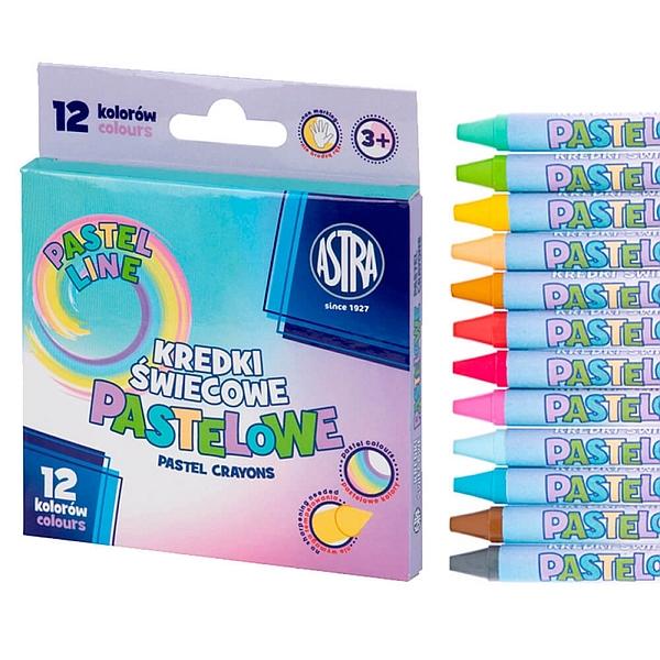 KREDKI ŚWIECOWE 12 ASTRA PASTELOWE 8/90MM