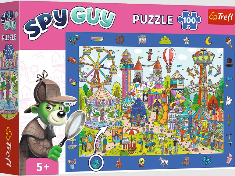 PUZZLE 100 TREFL OBSERWACYJNE.SPY GUY - WESOŁE MIASTECZKO RODZINA TREFLIKÓW