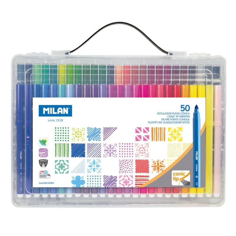 FLAMASTRY 50 KOL. W PLASTIKOWEJ WALIZCE