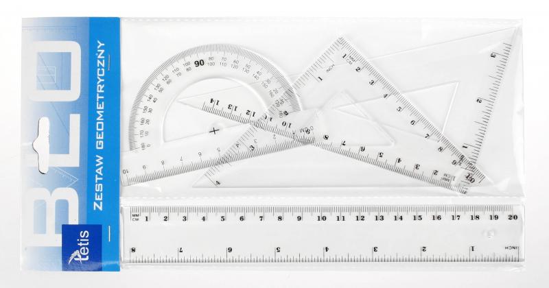 ZESTAW GEOMETRYCZNY LINIJKA 20 CM