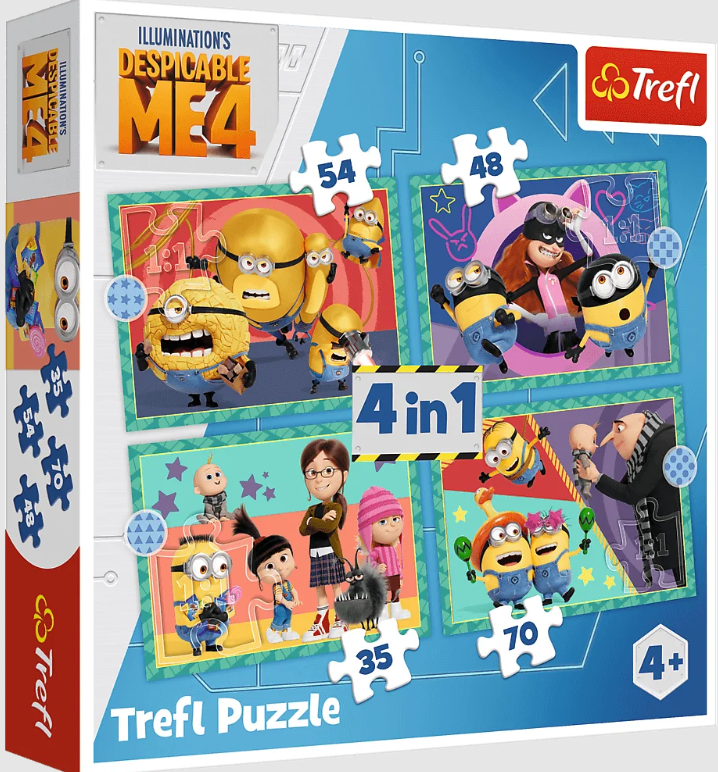 PUZZLE 4W1 TREFL ZWARIOWANE MINIONKI