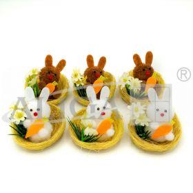KRÓLICZKI W GNIAZDACH 5CM A6 WIELKANOC WKZ-8277
