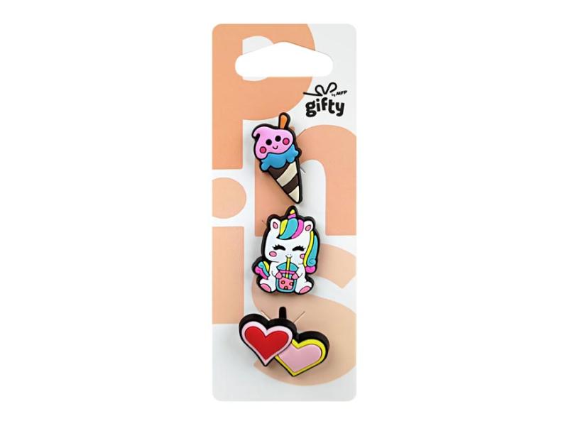 ZESTAW SILIKONOWY 3 PRZYPINKI FANTAZJA GIFTY