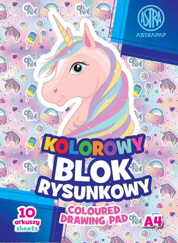 BLOK RYSUNKOWY A4/10 KOLOROWY 80G ASTRAPAP 'PIXEL&UNICORN'