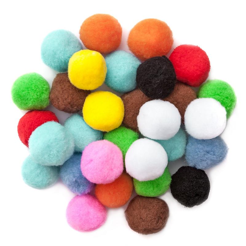 POMPONY POLIESTROWE 5CM MIX 30SZT