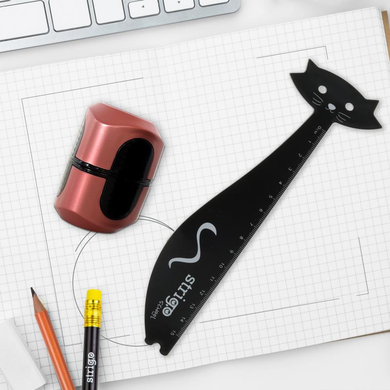 LINIJKA PLASTIKOWA KOTEK 15CM STRIGO