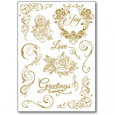 STAMPERIA-RUB-ON DECOTRANSFER A5 ZŁOTY LOVE GREETINGS
