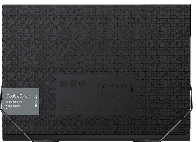 TECZKA A4 BERLINGO 12 PRZEGRÓDEK Z GUMKĄ PP DOUBLE BLACK