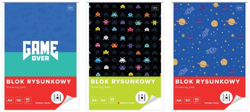 BLOK RYSUNKOWY A4/50 BIAŁY 90G UV GAME OVER INTERDRUK