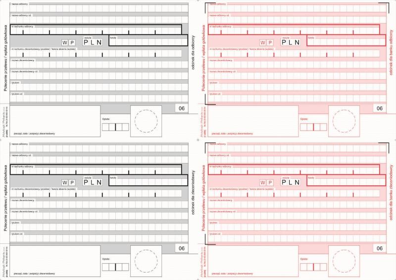 DRUK M POLECENIE PRZELEWU DO NADRUKU 4-ODC 100ST