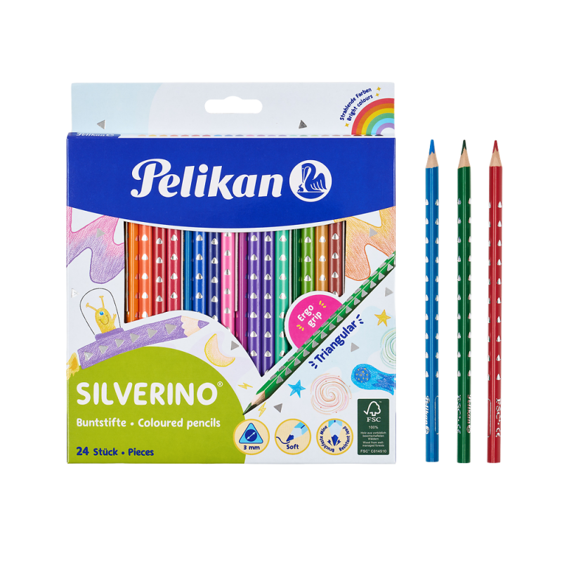 KREDKI 24 PELIKAN TRÓJKĄTNE SILVERINO