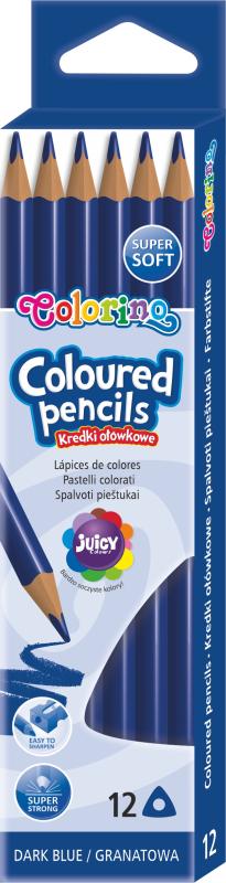 KREDKI 12 OŁÓWKOWE TRÓJKĄTNE GRANATOWE COLORINO