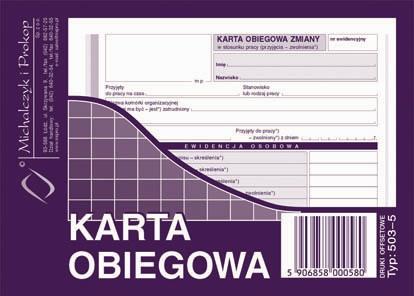 DRUK M KARTA OBIEGOWA KOB