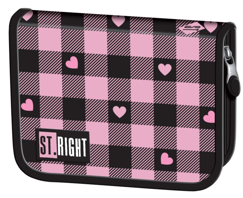 PIÓRNIK 2-KLAPKOWY BEZ WYPOSAŻENIA PINK CHECKERED PC-03 STRIGHT