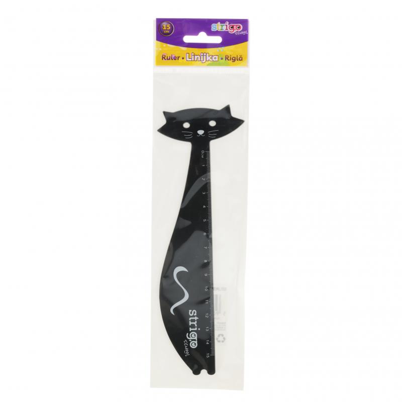 LINIJKA PLASTIKOWA KOTEK 15CM STRIGO