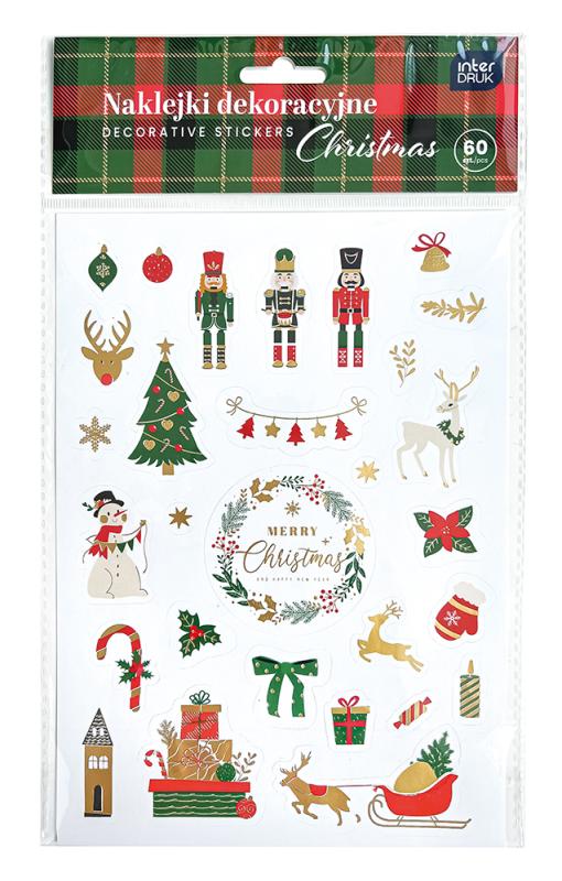 NAKLEJKI DEKORACYJNE 60SZT CHRISTMAS #ŚWIĘTA
