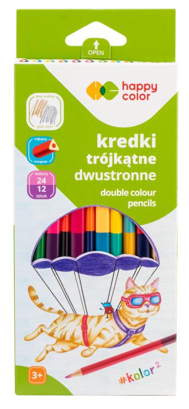 KREDKI 12/24 DREWNIANE TRÓJKĄTNE KOLOR2 GDD