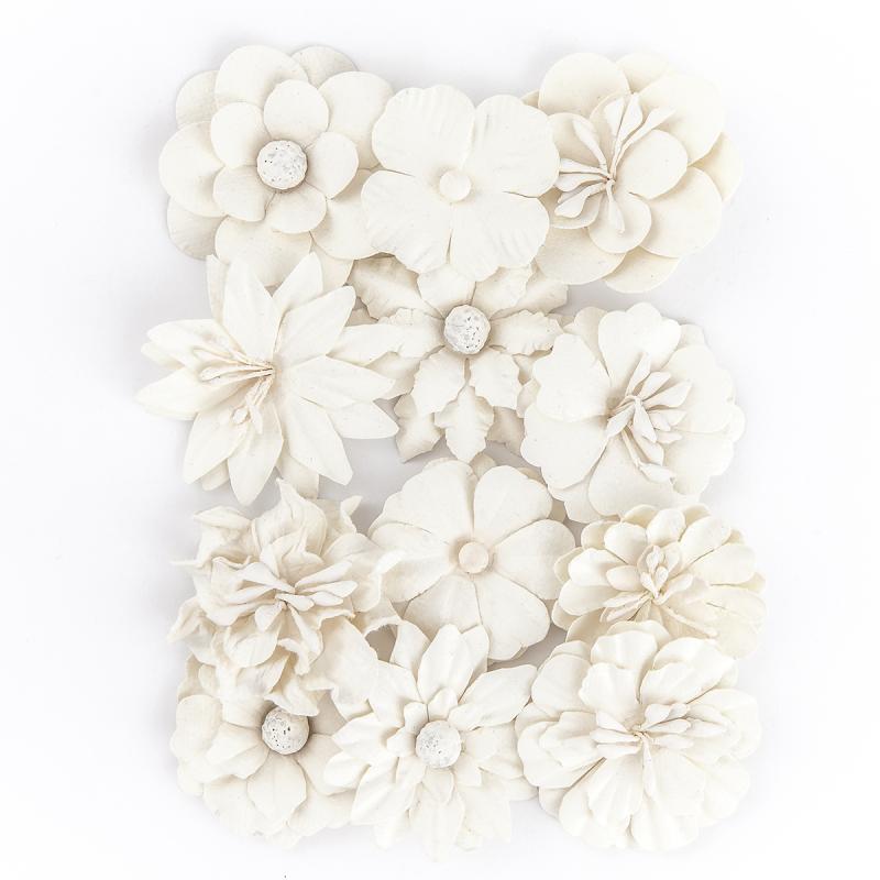 KWIATY PAPIEROWE 12SZT WHITE