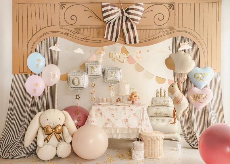 BALONY 30CM MYSZKI Z CYFERKĄ 1 JASNY NIEBIESKI A/50