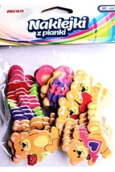 NAKLEJKI Z PIANKI MISIE Z SERCEM BREWIS WALENTYNKI