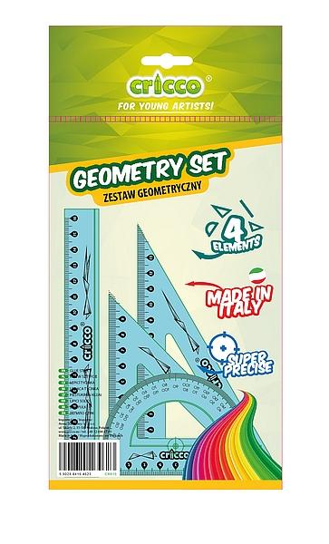 ZESTAW GEOMETRYCZNY CRICCO 4-ELEM.Z LIN. 16cm ETUI