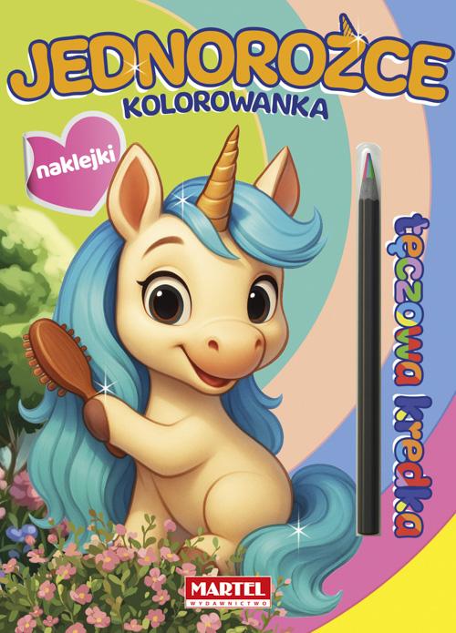 KSIĄŻECZKA TĘCZOWA KREDKA.JEDNOROŻCE Z NAKLEJKAMI