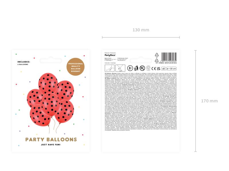 BALONY KROPKI CZERWONY PASTEL 30CM