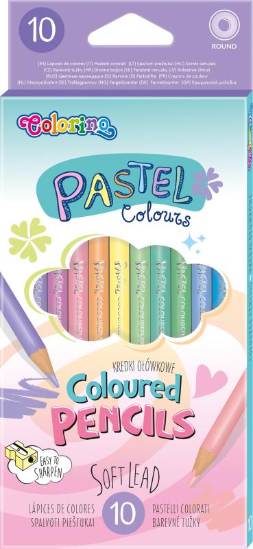 KREDKI OŁÓWKOWE 10 COLORINO OKRĄGŁE PASTEL