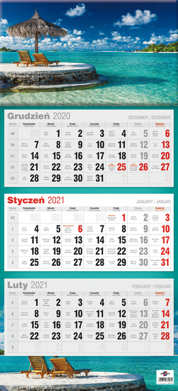 KALENDARZ TRÓJDZIELNY PŁASKI 2027